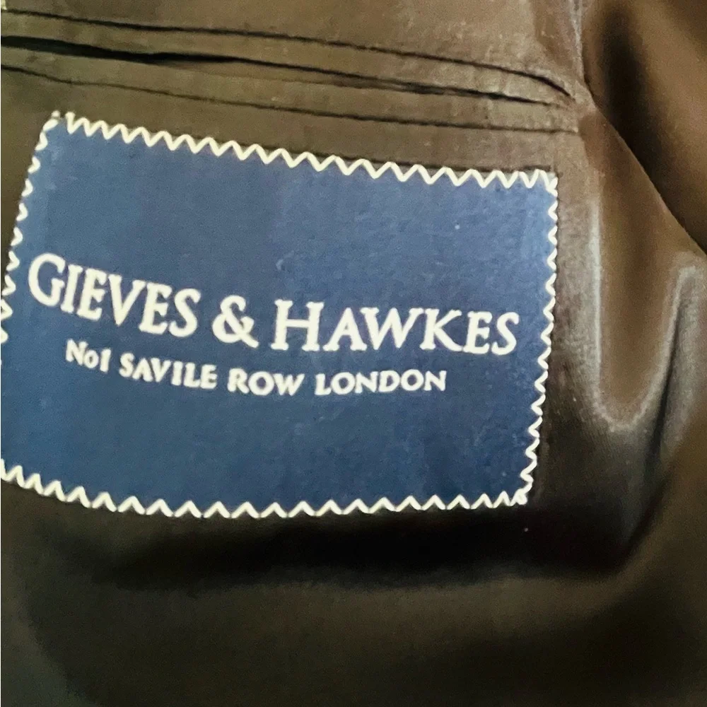 Gieves & Hawkes Saville Row gray pinstripe wool jacket 42L
